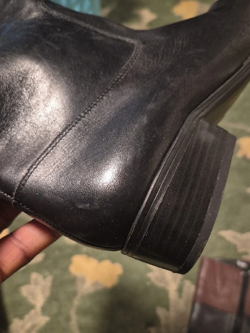 Ralph Lauren Two-Tone Leather Riding Boots - Black & Brown
